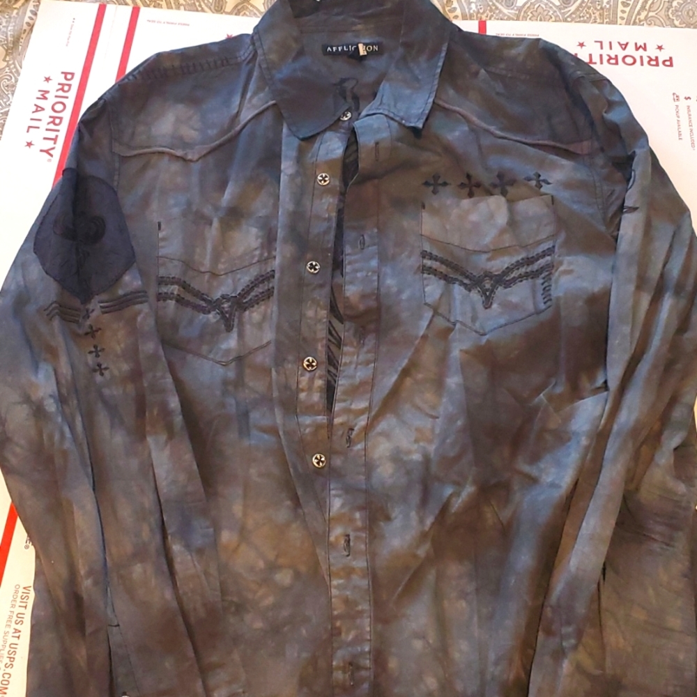Men's xl Affliction long sleeve button up